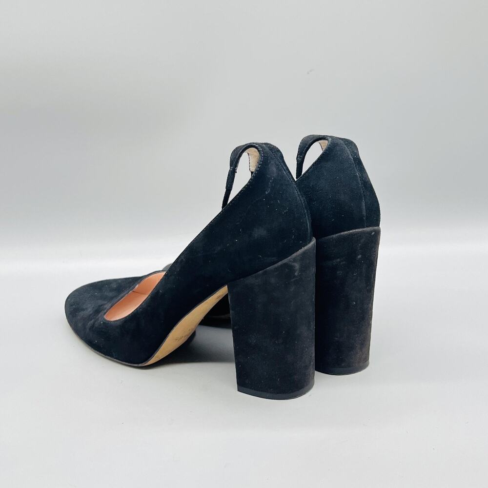 Kate Spade Shoes Womens 8 Black Suede Pearl Tie Strap Block Heel Pumps Italy - Picture 5 of 11